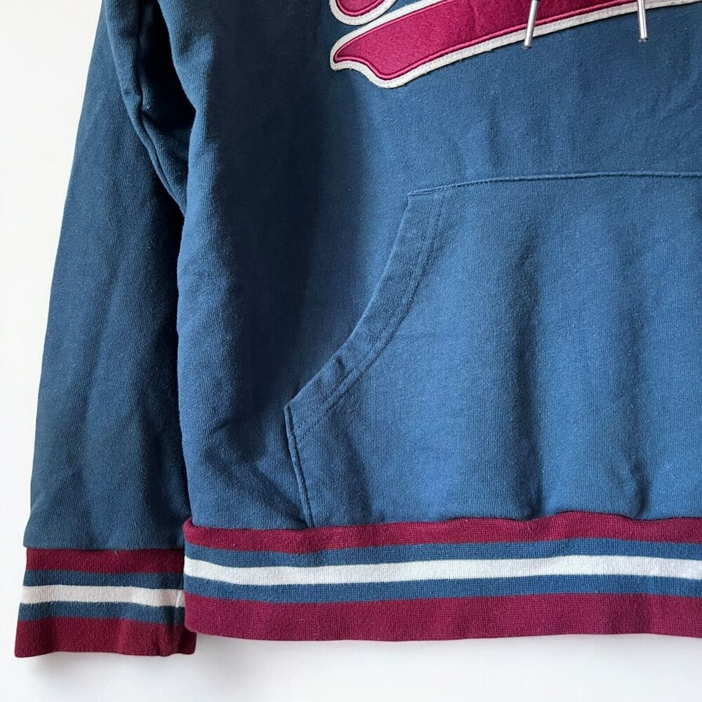 Original Patch Kangaroo Hoodie Sweatshirt Original Use Blue Burgundy Men's Small - Picture 9 of 12
